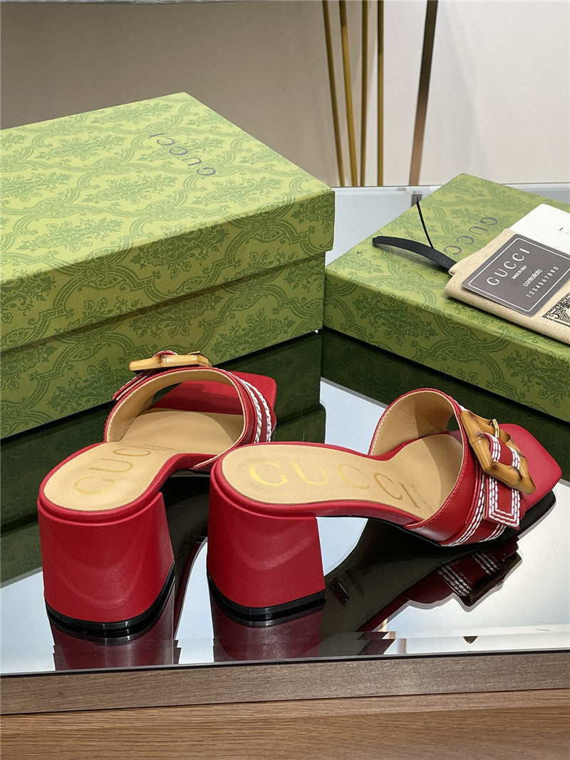 High Quality Luxury Gucci Chunky Heel Bamboo Buckle Sandals – Style 13779 product detail