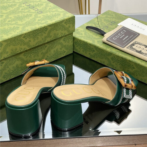 High Quality Luxury Gucci Chunky Heel Bamboo Buckle Sandals product detail