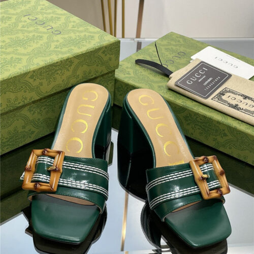 High Quality Luxury Gucci Chunky Heel Bamboo Buckle Sandals alternate view