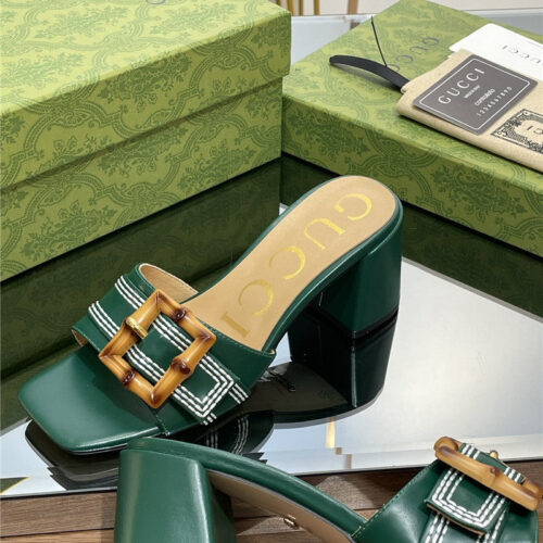 High Quality Luxury Gucci Chunky Heel Bamboo Buckle Sandals product detail