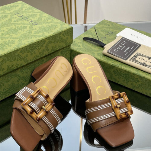 High Quality Luxury Gucci Chunky Heel Bamboo Buckle Sandals – Style 77619 product detail