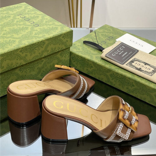 High Quality Luxury Gucci Chunky Heel Bamboo Buckle Sandals – Style 77619 product detail