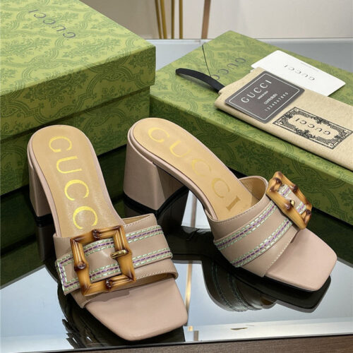 High Quality Luxury Gucci Chunky Heel Bamboo Buckle Sandals – Style 75923