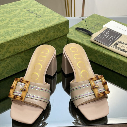 High Quality Luxury Gucci Chunky Heel Bamboo Buckle Sandals – Style 75923 alternate view