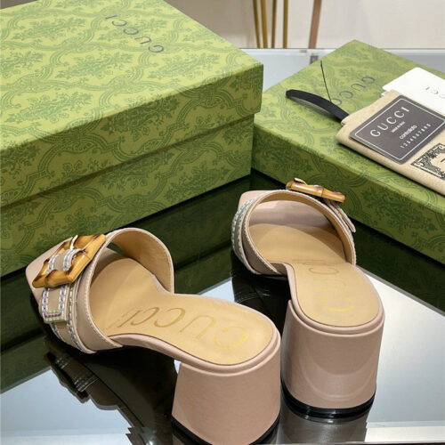 High Quality Luxury Gucci Chunky Heel Bamboo Buckle Sandals – Style 75923 product detail