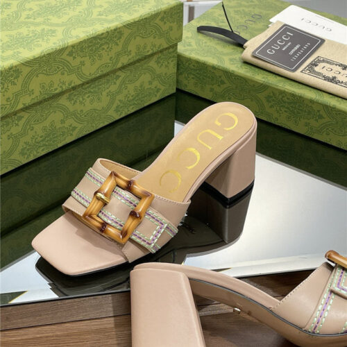 High Quality Luxury Gucci Chunky Heel Bamboo Buckle Sandals – Style 75923 product detail