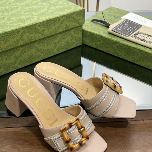 High Quality Luxury Gucci Chunky Heel Bamboo Buckle Sandals – Style 75923 product detail