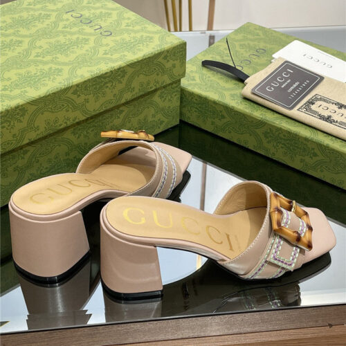 High Quality Luxury Gucci Chunky Heel Bamboo Buckle Sandals – Style 75923 product detail