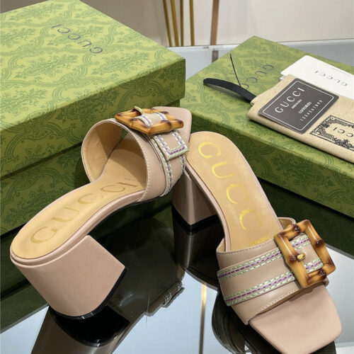 High Quality Luxury Gucci Chunky Heel Bamboo Buckle Sandals – Style 75923 product detail