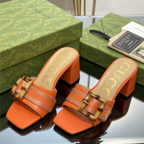 High Quality Luxury Gucci Chunky Heel Bamboo Buckle Sandals – Style 06995 alternate view