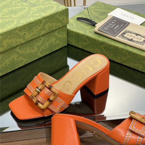 High Quality Luxury Gucci Chunky Heel Bamboo Buckle Sandals – Style 06995 product detail