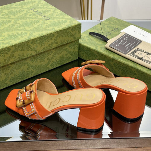 High Quality Luxury Gucci Chunky Heel Bamboo Buckle Sandals – Style 06995 product detail