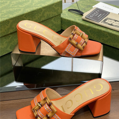 High Quality Luxury Gucci Chunky Heel Bamboo Buckle Sandals – Style 06995 product detail