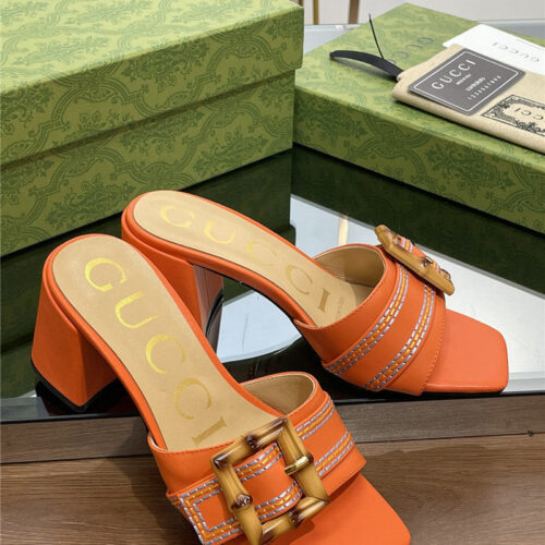 High Quality Luxury Gucci Chunky Heel Bamboo Buckle Sandals – Style 06995