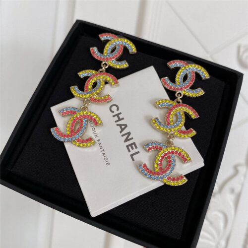High Quality Luxury Chanel Spring Rainbow 3C Earrings