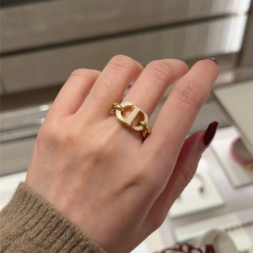 High Quality Luxury Dior Milk Tea Letter Ring product detail