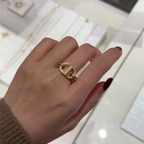 High Quality Luxury Dior Milk Tea Letter Ring alternate view