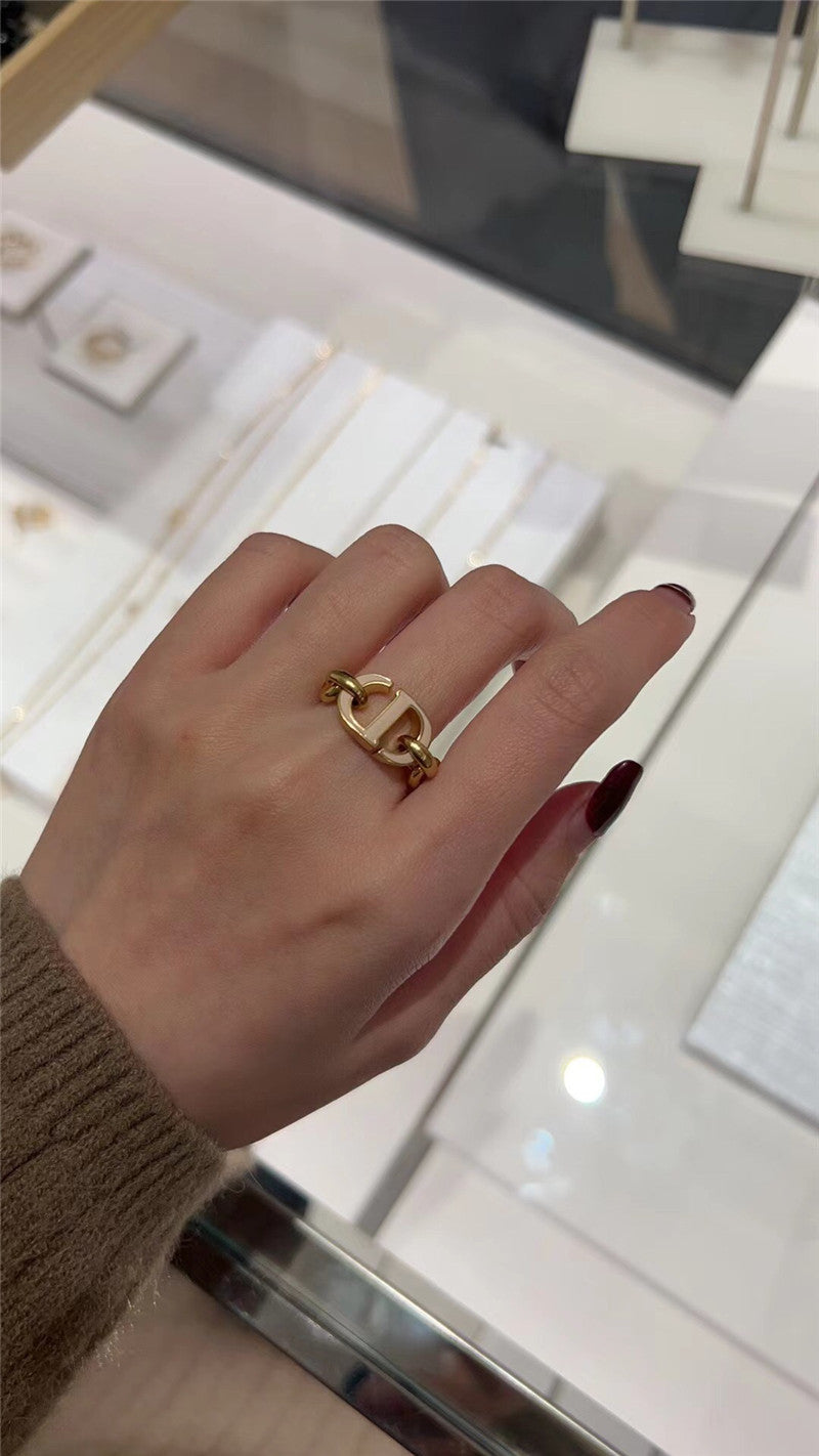 High Quality Luxury Dior Milk Tea Letter Ring product detail