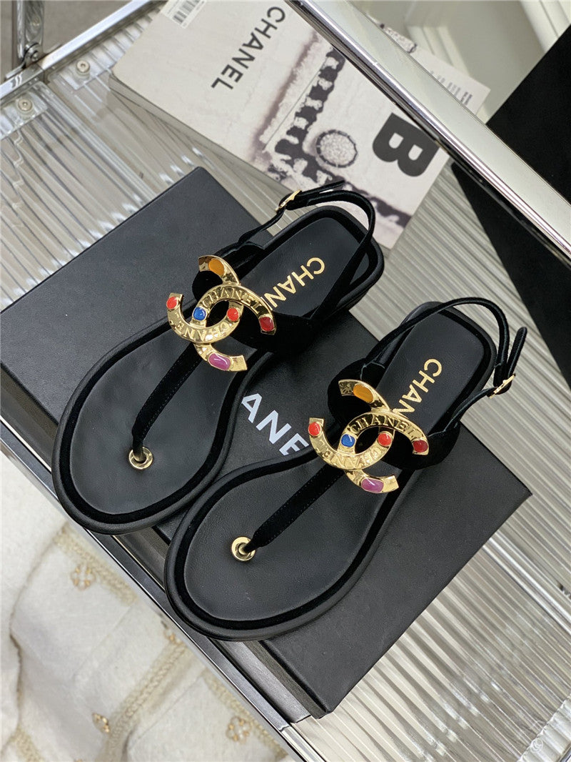 High Quality Luxury Chanel Double C Logo Sandals