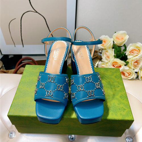 High Quality Luxury Gucci GG Buckle Platform High Heels – Style 35571 alternate view