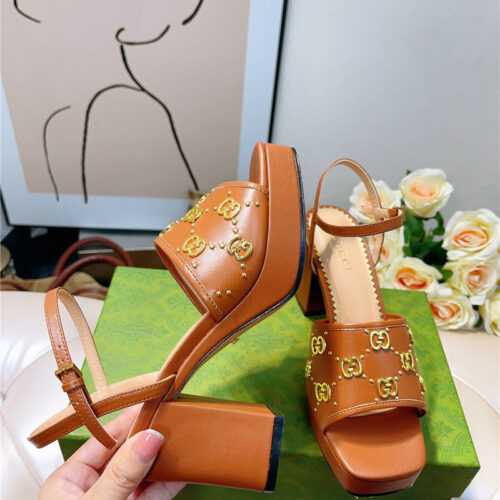 High Quality Luxury Gucci GG Buckle Platform High Heels – Style 02803 product detail