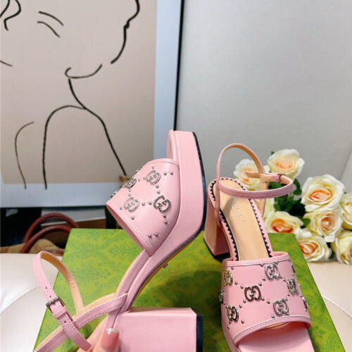 High Quality Luxury Gucci GG Buckle Platform High Heels – Style 70035 product detail