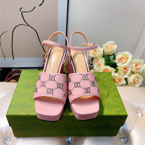 High Quality Luxury Gucci GG Buckle Platform High Heels – Style 70035 product detail