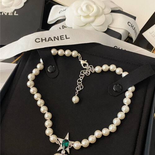 High Quality Luxury Chanel Green Water Drop Diamond Green Necklace