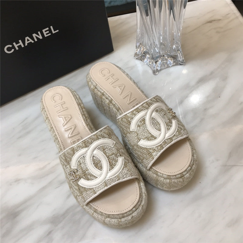 High Quality Luxury Chanel New Large Double C Lazy Platform Slippers – Style 64998