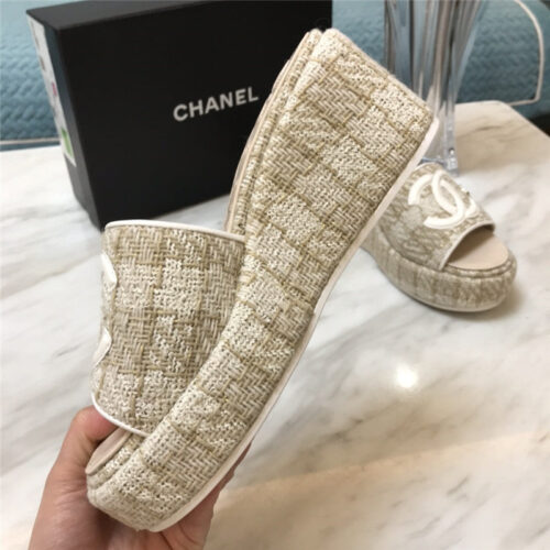 High Quality Luxury Chanel New Large Double C Lazy Platform Slippers – Style 64998 product detail