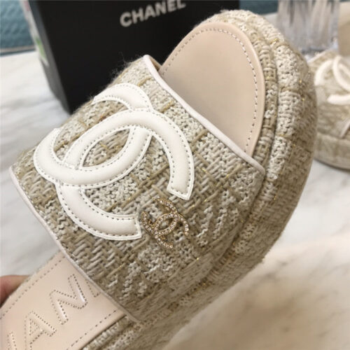 High Quality Luxury Chanel New Large Double C Lazy Platform Slippers – Style 64998 product detail