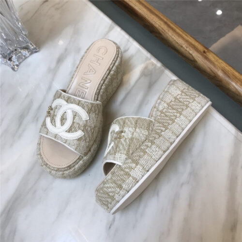 High Quality Luxury Chanel New Large Double C Lazy Platform Slippers – Style 64998 product detail