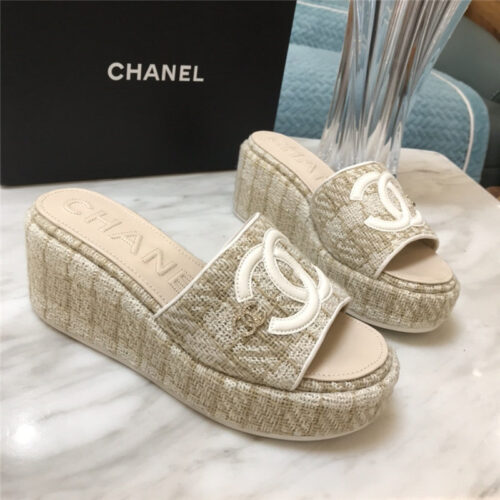 High Quality Luxury Chanel New Large Double C Lazy Platform Slippers – Style 64998 product detail