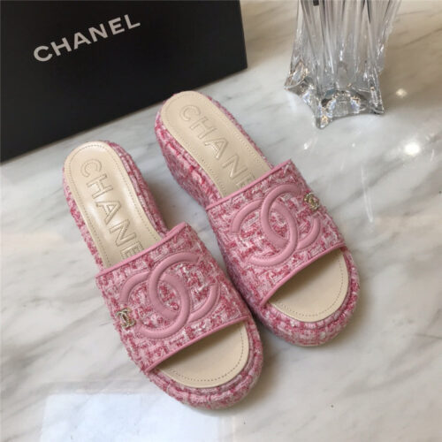 High Quality Luxury Chanel New Large Double C Lazy Platform Slippers – Style 71782
