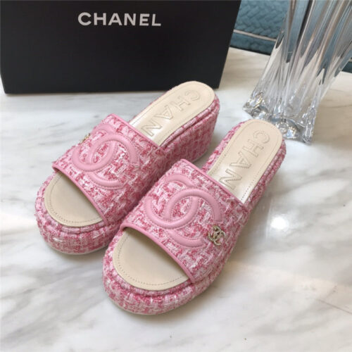 High Quality Luxury Chanel New Large Double C Lazy Platform Slippers – Style 71782 product detail