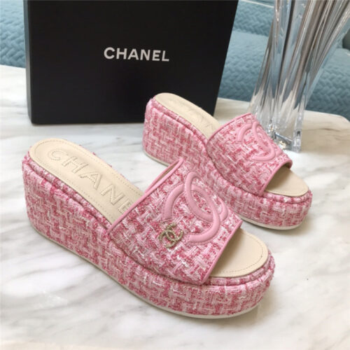 High Quality Luxury Chanel New Large Double C Lazy Platform Slippers – Style 71782 product detail