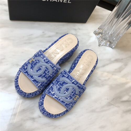 High Quality Luxury Chanel New Large Double C Lazy Platform Slippers – Style 09638 product detail