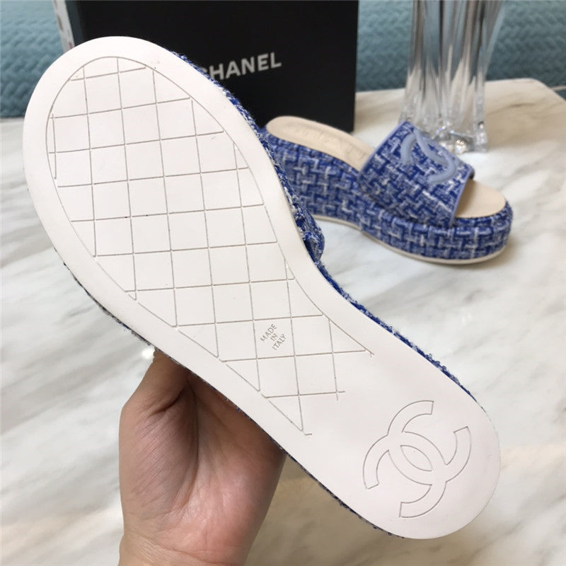 High Quality Luxury Chanel New Large Double C Lazy Platform Slippers – Style 09638 product detail