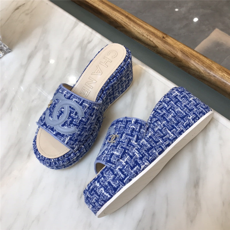 High Quality Luxury Chanel New Large Double C Lazy Platform Slippers – Style 09638 product detail