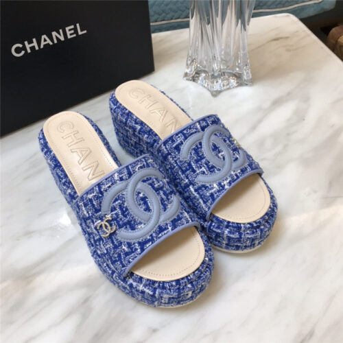 High Quality Luxury Chanel New Large Double C Lazy Platform Slippers – Style 09638