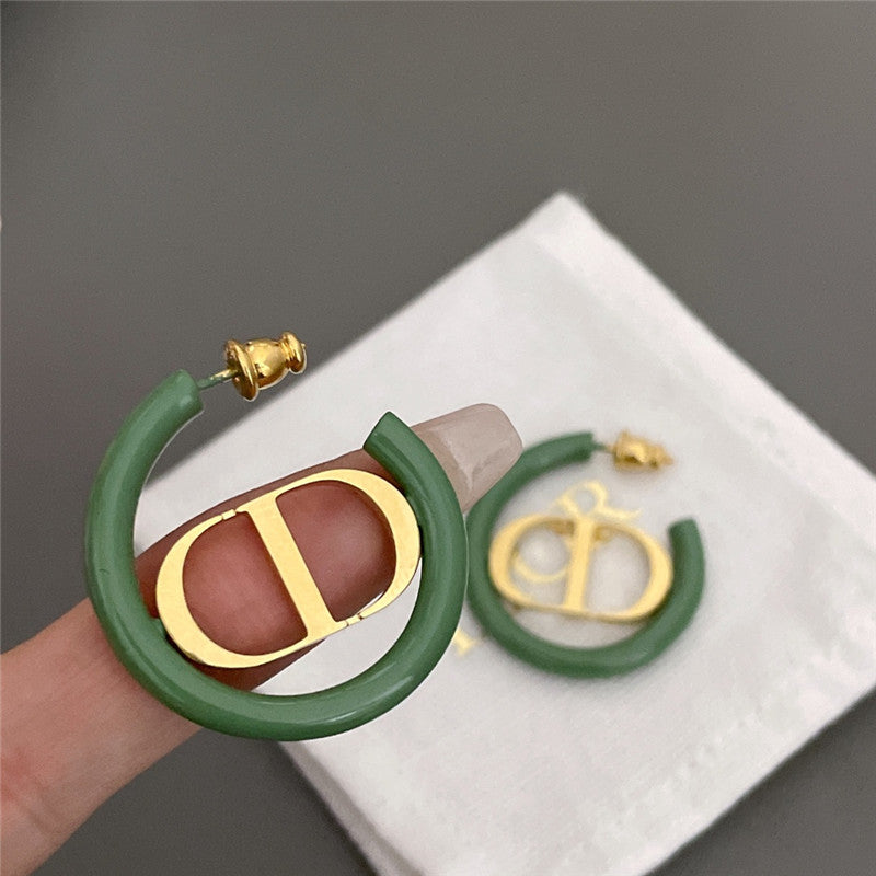 High Quality Luxury Dior Cd Logo Metal Stud Earrings product detail