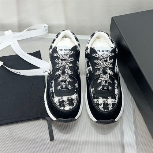 High Quality Luxury Chanel Plaid Wool Mosaic Sneakers product detail