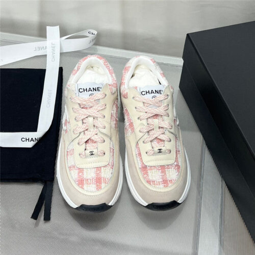 High Quality Luxury Chanel Plaid Wool Mosaic Sneakers – Style 69446 product detail