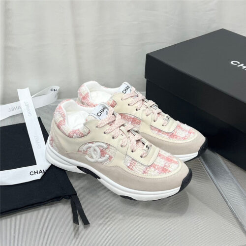 High Quality Luxury Chanel Plaid Wool Mosaic Sneakers – Style 69446