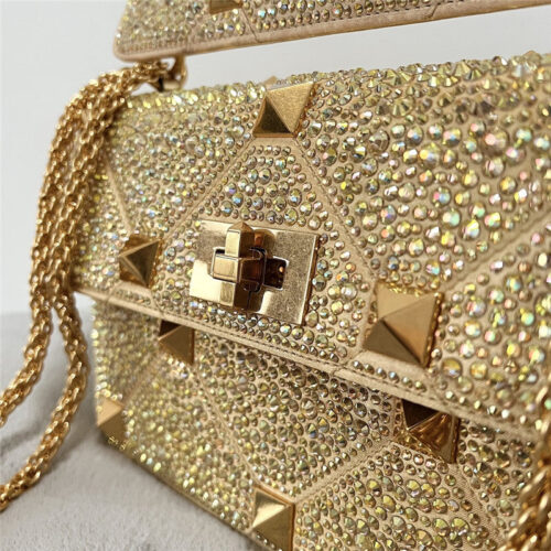 High Quality Luxury Valentino Garavani Roman Stud Crystal Shoulder Bag product detail