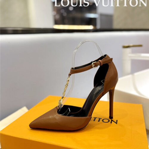 High Quality Luxury Louis Vuitton Fashion Bazaar Metal Chain High Heels – Style 60291 product detail