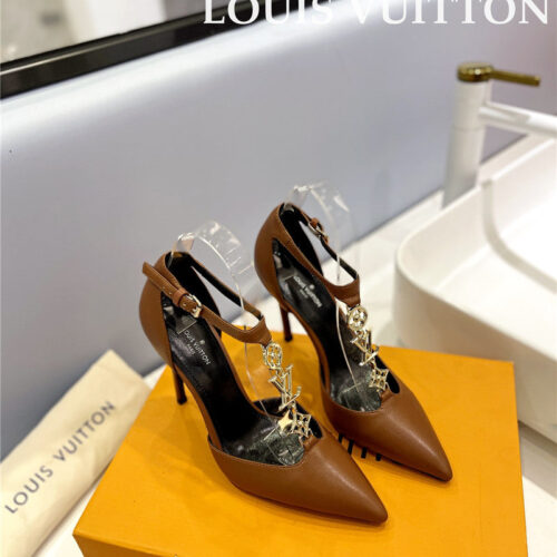 High Quality Luxury Louis Vuitton Fashion Bazaar Metal Chain High Heels – Style 60291
