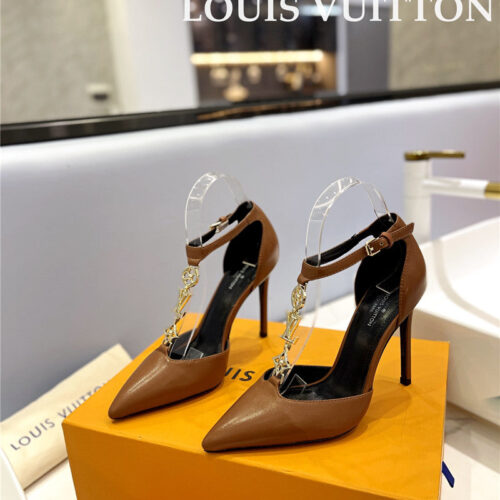 High Quality Luxury Louis Vuitton Fashion Bazaar Metal Chain High Heels – Style 60291 product detail