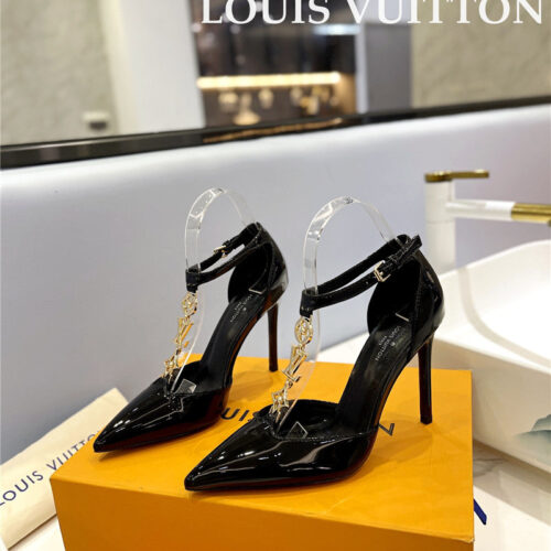 High Quality Luxury Louis Vuitton Fashion Bazaar Metal Chain High Heels alternate view
