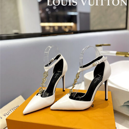 High Quality Luxury Louis Vuitton Fashion Bazaar Metal Chain High Heels – Style 29219 alternate view